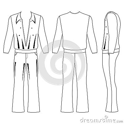 Flare man pants and long sleeve t-shirt Vector Illustration